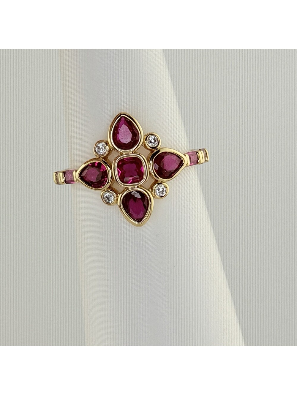 Bomb Party July Ring Sz 9 "The Genesis Ring" Lab Created Ruby on Yellow Gold